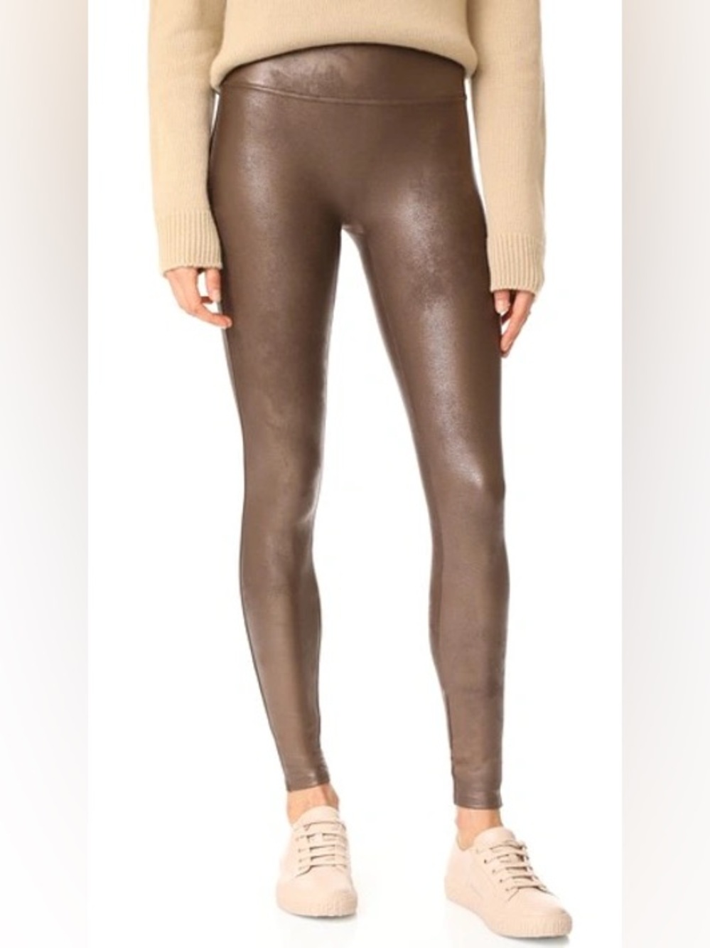 SPANX Faux Leather Leggings In Bronze Metal Size XS